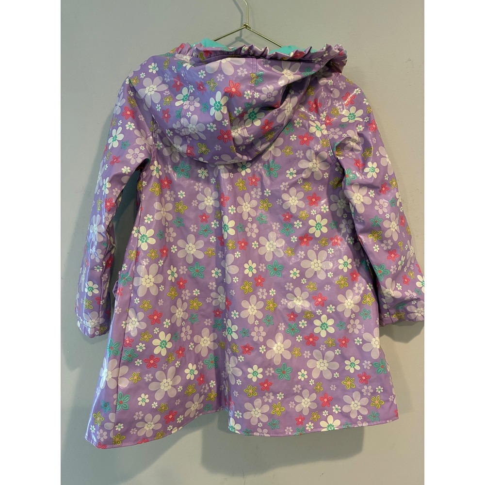 Disney Store Sofia the First Girls Purple Floral Hooded Raincoat Jacket Size 5/6 - Picture 6 of 6